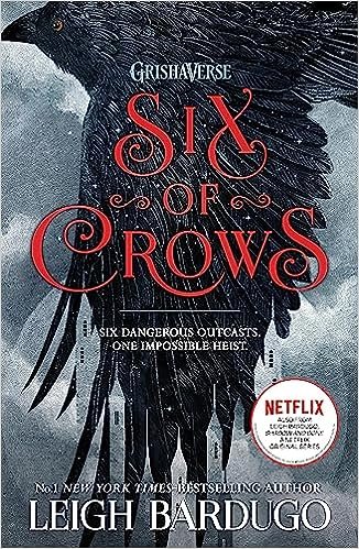 Crow flying across a dark, cloudy sky, with the title written across it in red